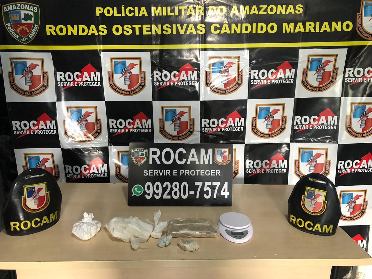 Polícia Militar por meio da Rocam detém suspeito de tráfico de drogas