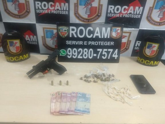 Rocam detém homem arma de fogo e drogas no Dom Pedro I SSP