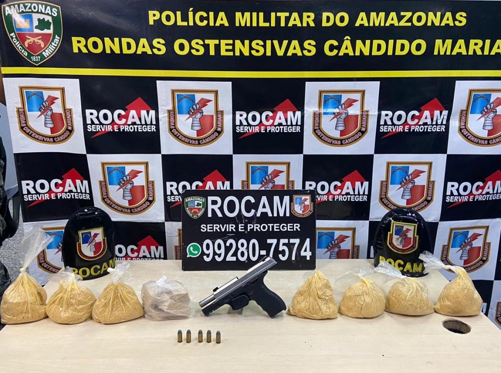 PM por meio da Rocam detém homem arma de fogo e entorpecentes SSP