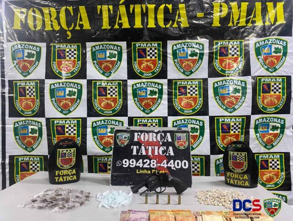 Força Tática detêm jovem arma de fogo dinheiro e drogas SSP