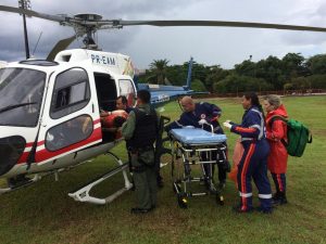 Imagem da notícia - Helicóptero da SSP-AM resgata adolescente picado por cobra em comunidade rural de Manaus