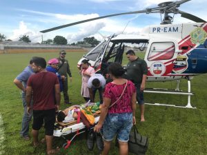 Imagem da notícia - Helicóptero da SSP resgata criança com trauma grave no Careiro Castanho