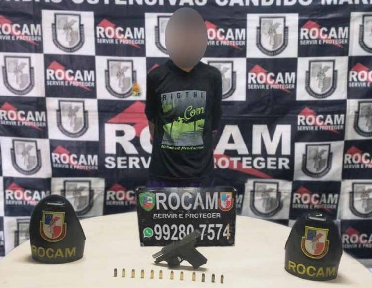 Homem suspeito de porte ilegal de arma de fogo é preso pela PM.