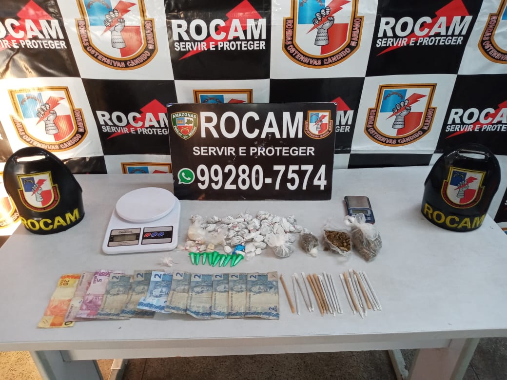 Polícia Militar, por meio da Rocam, detém homem com drogas na zona sul