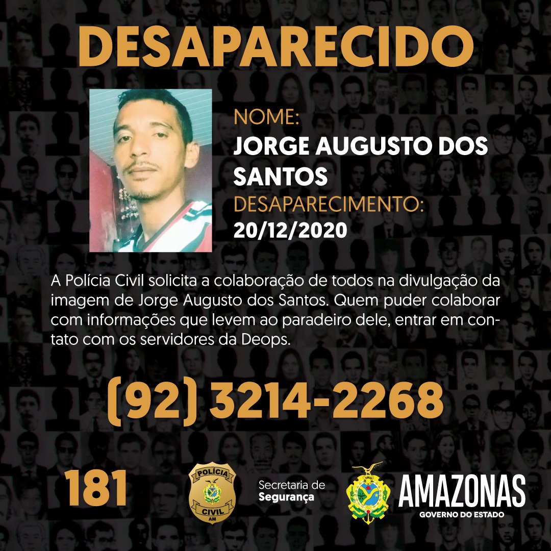 Polícia Civil Solicita Ajuda Da População Para Encontrar Homem Desaparecido Ssp 9441