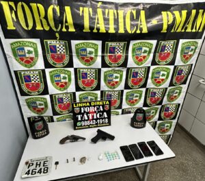 Imagem da notícia - Polícia Militar do Amazonas prende três pessoas por tráfico de drogas e porte ilegal de arma de fogo