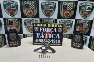 Imagem da notícia - Polícia Militar do Amazonas apreende arma de fogo e munições durante incursão