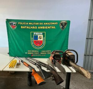 Imagem da notícia - Operação Tamoiotatá 4: PMAM apreende armas, munições e motoserras em Humaitá