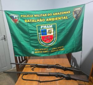 Imagem da notícia - Em ação conjunta, PMAM e Ipaam apreendem duas armas de fogo em Presidente Figueiredo