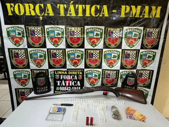 Operação Fronteira Mais Segura: homem é preso com arma de caça e drogas em Iranduba