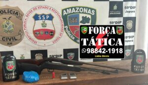 Imagem da notícia - Protetor das Fronteiras: PMAM apreende armas, munições e maconha do tipo skunk em Japurá